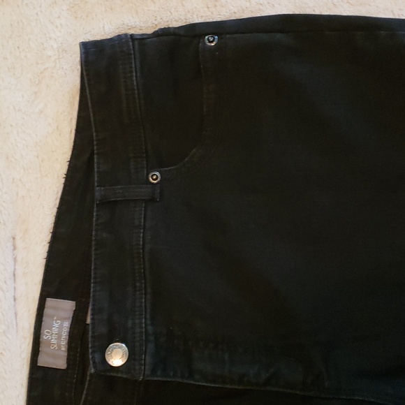 So Slimming by Chico's Black Wide Leg Jeans with sparkly pocket details - Picture 8 of 11